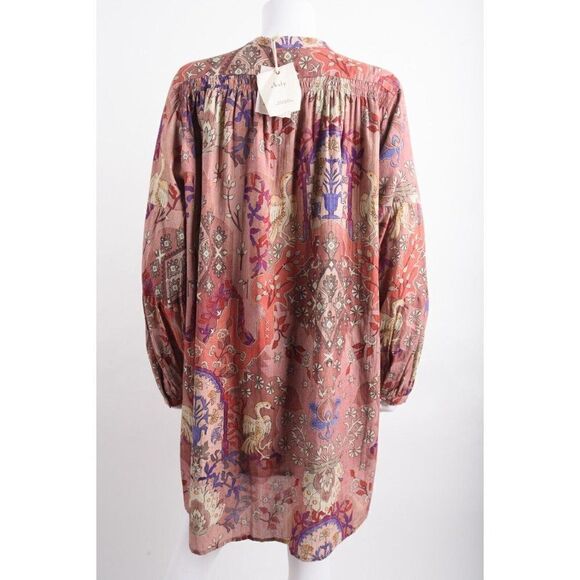 Chufy Womens Ghita Mini Dress M Multi-Color Pink Printed Blouson Sleeve Romania - Picture 5 of 7